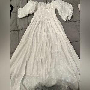 White Off-Shoulder Puff Sleeve Dress